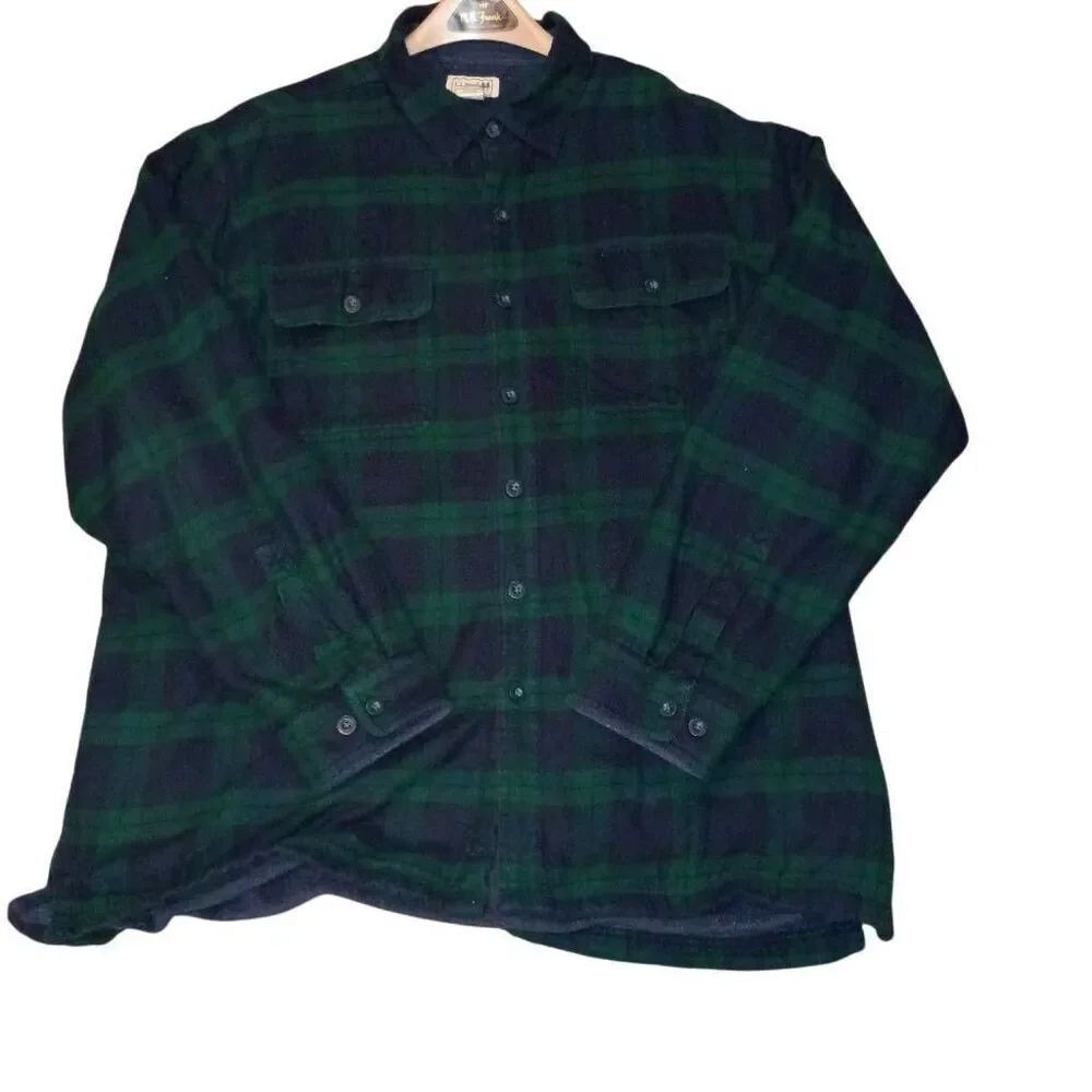 L.L. Bean Men's Fleece-Lined Flannel Shirt Traditional Fit XL